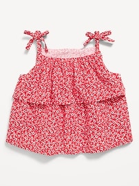 Image number 1 showing, Printed Sleeveless Crinkle Tie-Strap Top for Toddler Girls