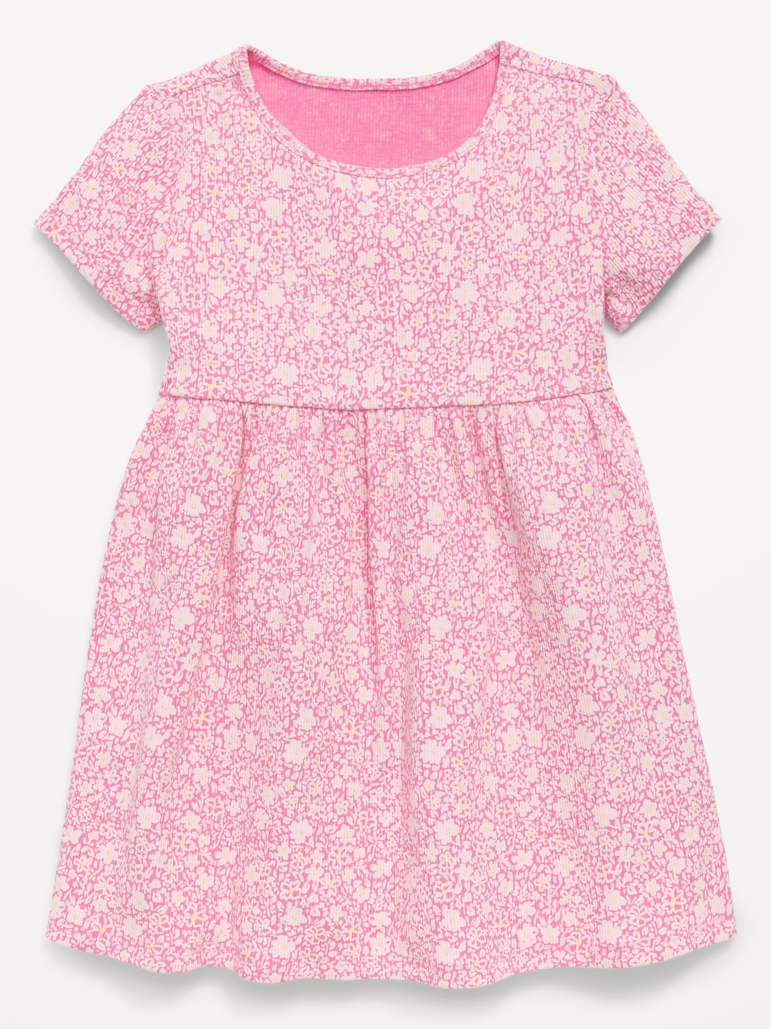 Printed Short-Sleeve Ribbed Dress for Toddler Girls