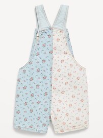 Image number 3 showing, Printed Baggy Denim Shortalls for Toddler Girls