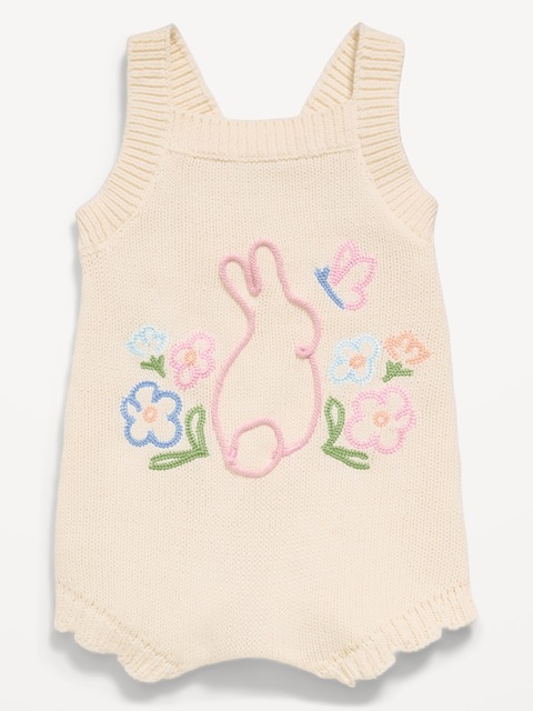 Sleeveless Embroidered Sweater One-Piece Romper for Baby