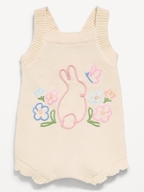 Image number 1 showing, Sleeveless Embroidered Sweater One-Piece Romper for Baby