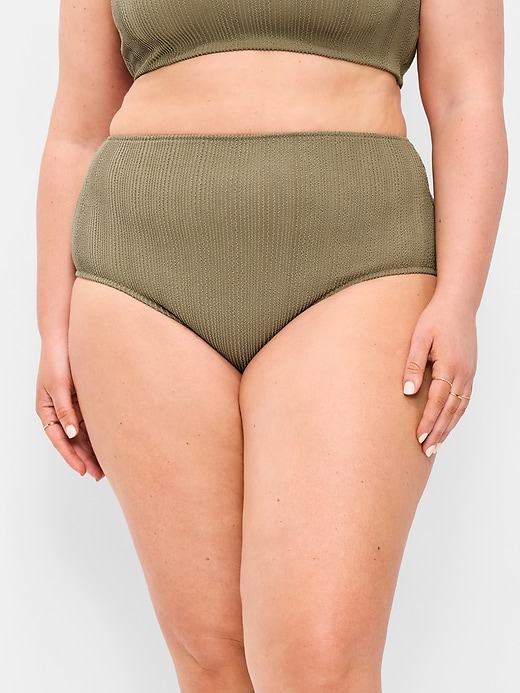 Image number 7 showing, High-Waisted Ribbed Bikini Swim Bottoms