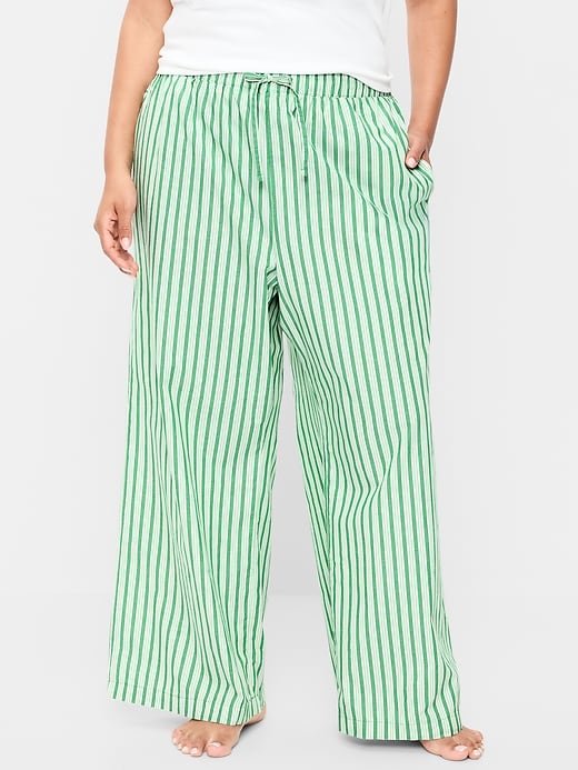 Image number 8 showing, Poplin Wide-Leg Pajama Pants