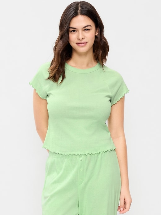 Image number 6 showing, Short-Sleeve Pointelle Sleep Top