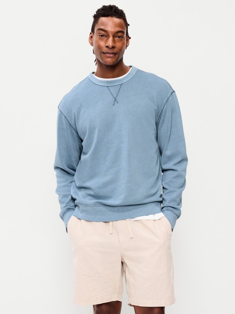 Loose Garment-Washed Crew-Neck Sweatshirt