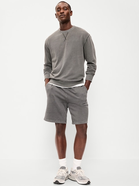 Baggy Garment-Washed Sweat Shorts -- 10-inch inseam