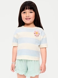 Image number 1 showing, Boxy Short-Sleeve Applique T-Shirt for Toddler Girls