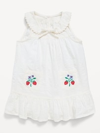 Image number 1 showing, Sleeveless Collared Textured Seersucker Dress for Baby
