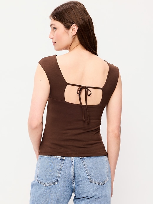 Image number 2 showing, Cap-Sleeve Tie-Back Top