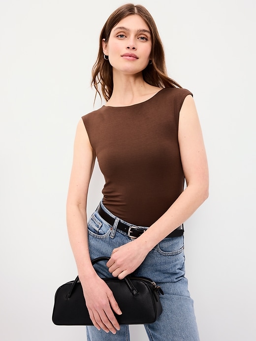 Image number 3 showing, Cap-Sleeve Tie-Back Top