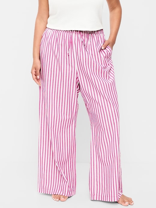 Image number 7 showing, Poplin Wide-Leg Pajama Pants