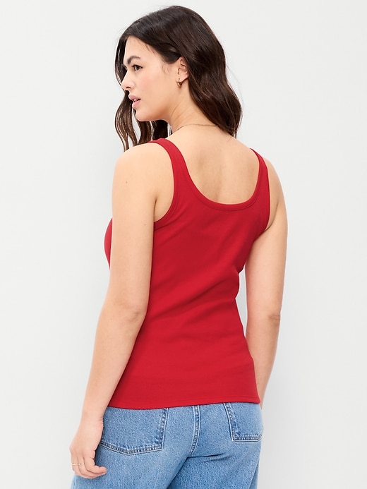Image number 6 showing, First-Layer Ribbed Scoop-Neck Tank Top