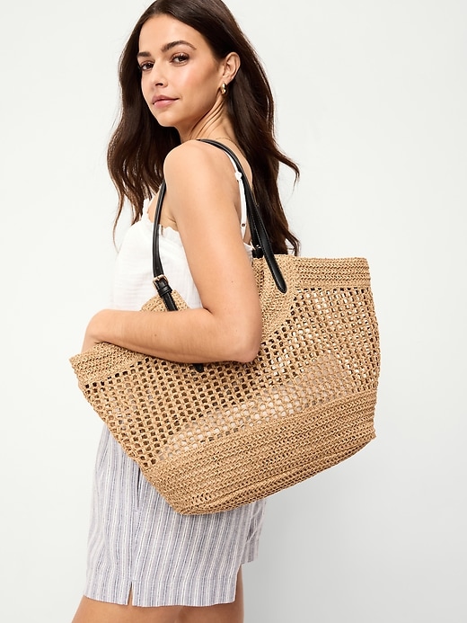 Image number 2 showing, Open-Weave Straw Tote Bag