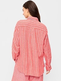 Image number 2 showing, Linen-Blend Loose Button-Down Shirt
