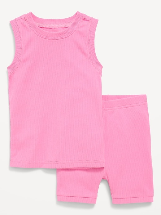 Image number 1 showing, Snug-Fit Sleeveless Ribbed Pajama Set for Toddler & Baby