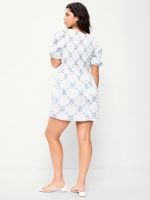 Image number 7 showing, Puff-Sleeve Smocked Fit & Flare Mini Dress