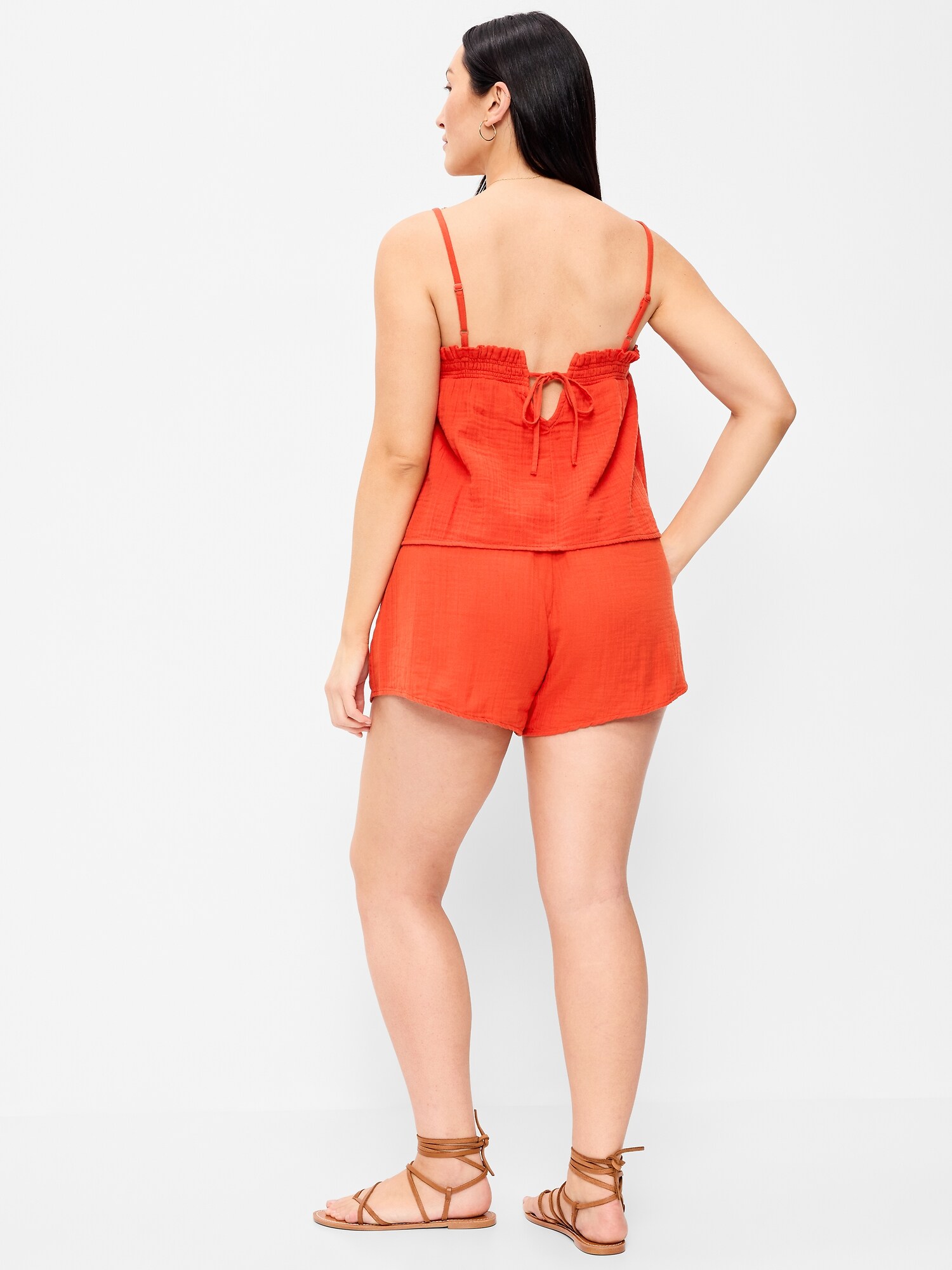 Женские шорты Old Navy High-Waisted Crinkle Gauze, цвет: Оранжевый — фото 5