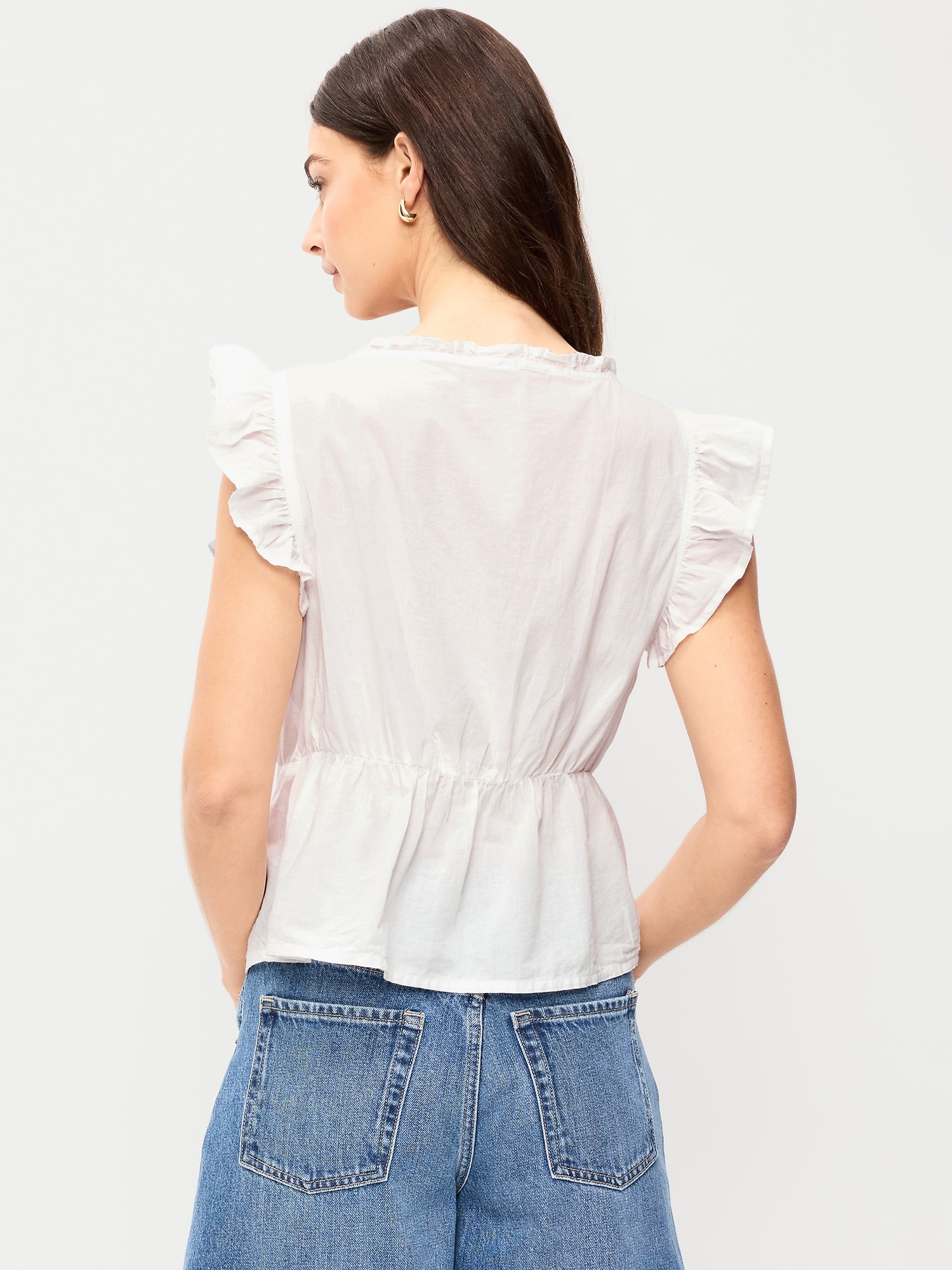 Flutter-Sleeve Embroidered Top