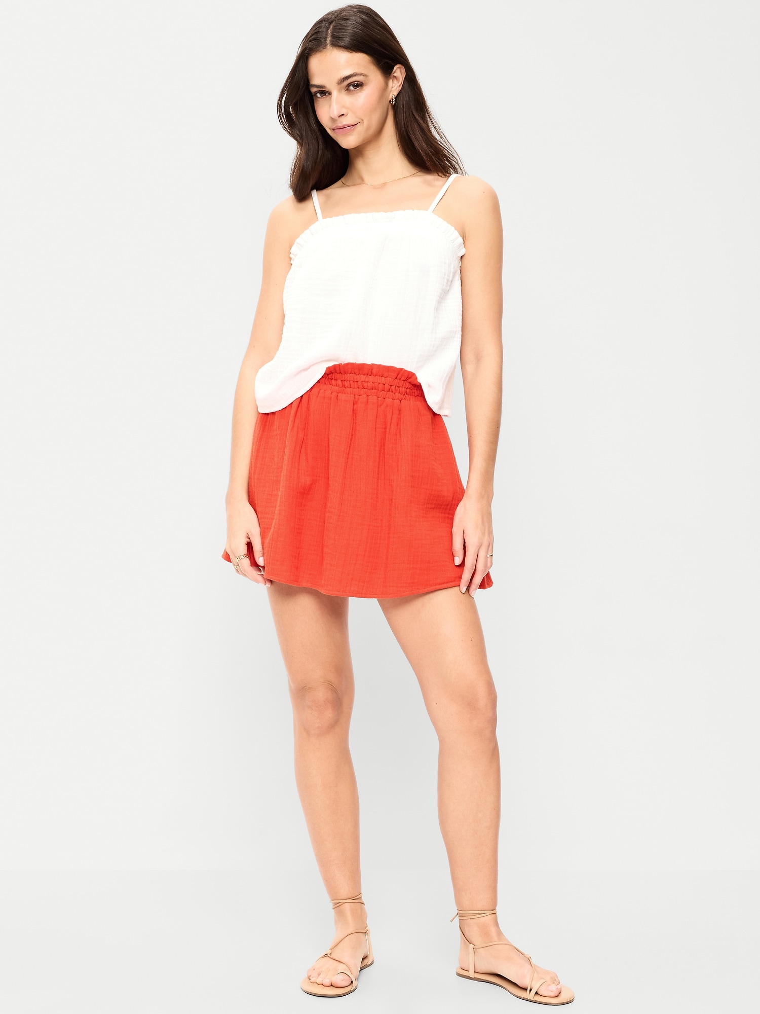 Extra High-Waisted Double-Weave Ruffled Mini Skort - image 4