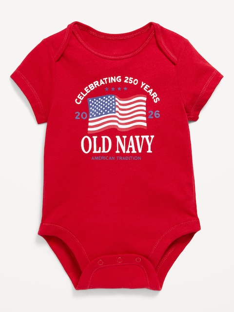 Short-Sleeve Unisex Flag Logo Graphic Bodysuit for Baby