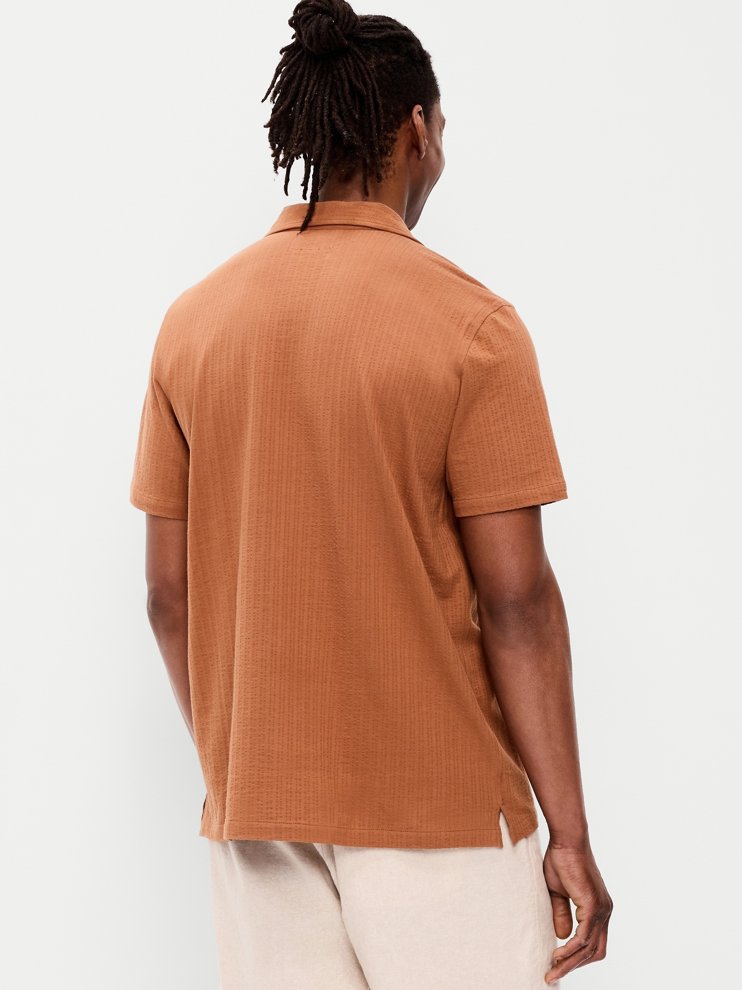 Short-Sleeve Textured Camp Shirt