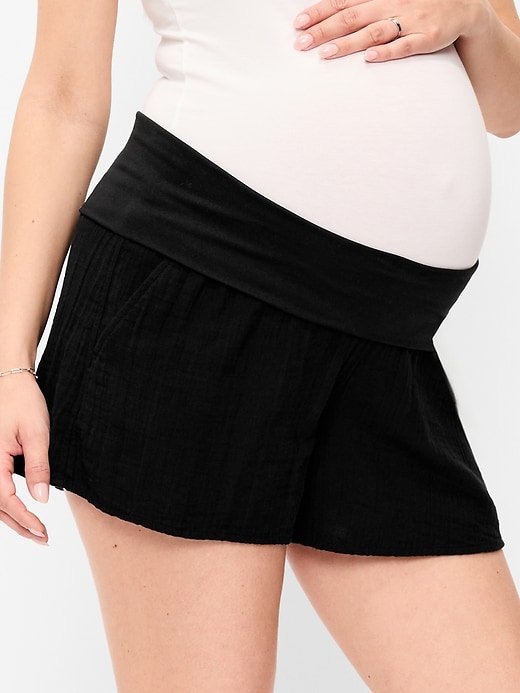 Image number 5 showing, Maternity Foldover-Waist Relaxed Pull-On Short