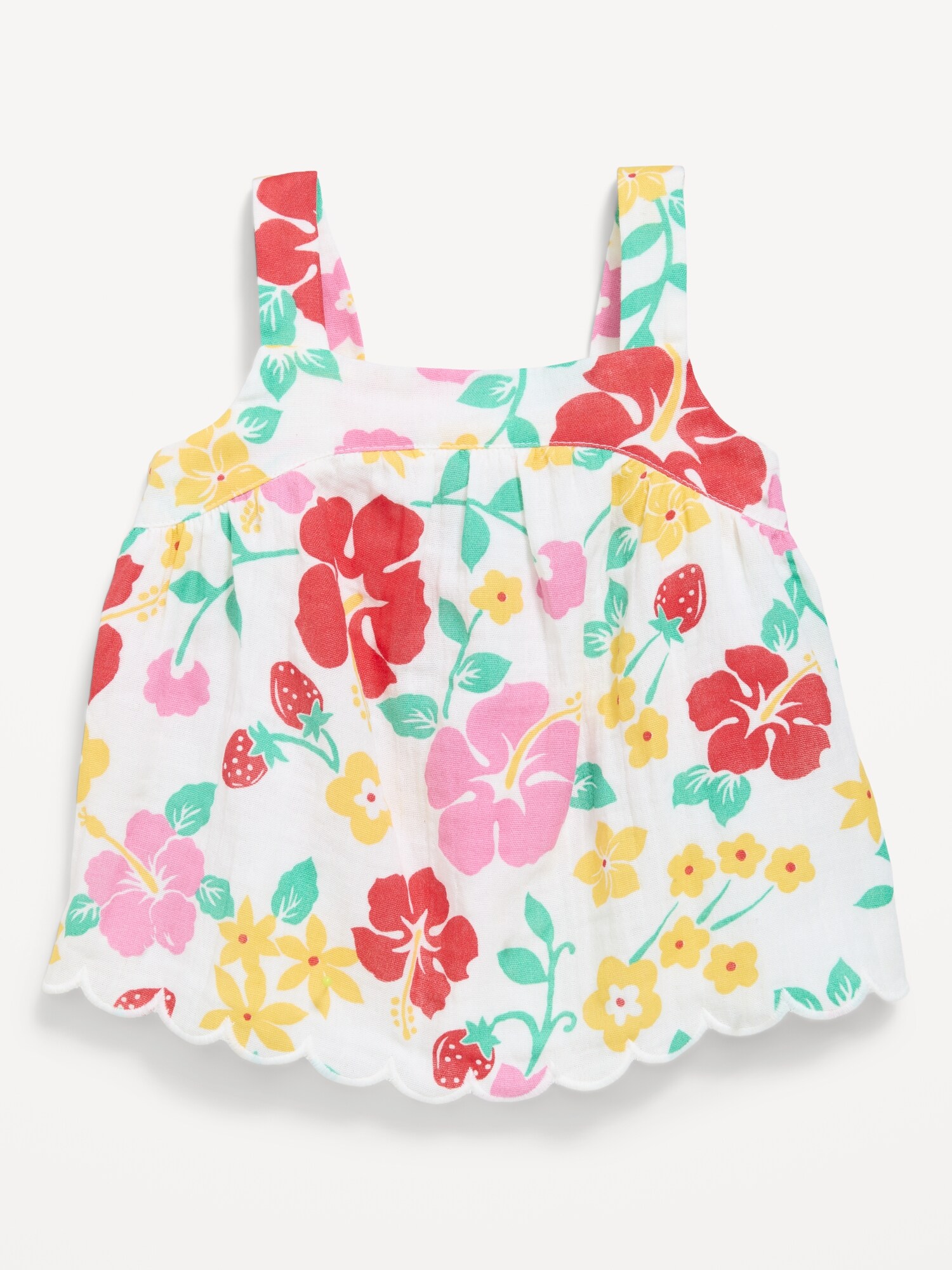 Топ Old Navy Sleeveless Linen-Blend Scalloped-Hem Top для девочек-малышей, цвет: Разноцветный с принтом — фото 2