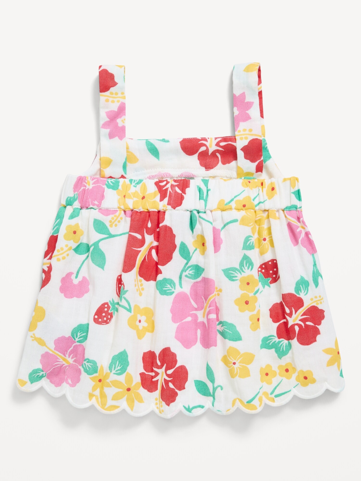 Топ Old Navy Sleeveless Linen-Blend Scalloped-Hem Top для девочек-малышей, цвет: Разноцветный с принтом — фото 3