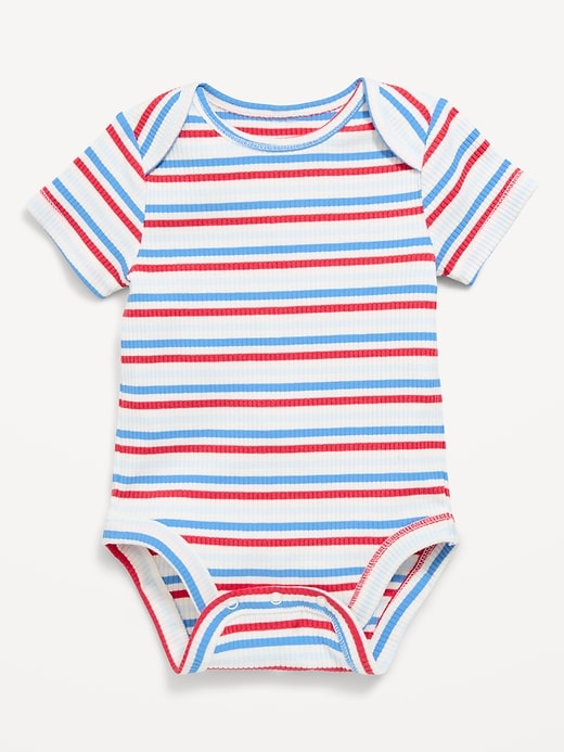 Image number 1 showing, Short-Sleeve Ribbed Striped Bodysuit for Baby