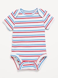 Image number 1 showing, Short-Sleeve Ribbed Striped Bodysuit for Baby