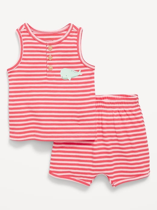 Image number 1 showing, Henley Tank Top and Shorts Set for Baby