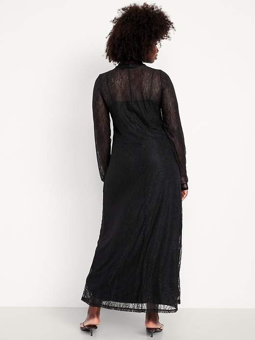 Image number 7 showing, Mock Neck Lace Maxi Dress