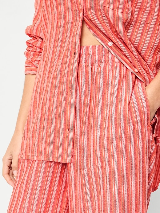 Image number 4 showing, High-Waisted Linen-Blend Wide-Leg Pants