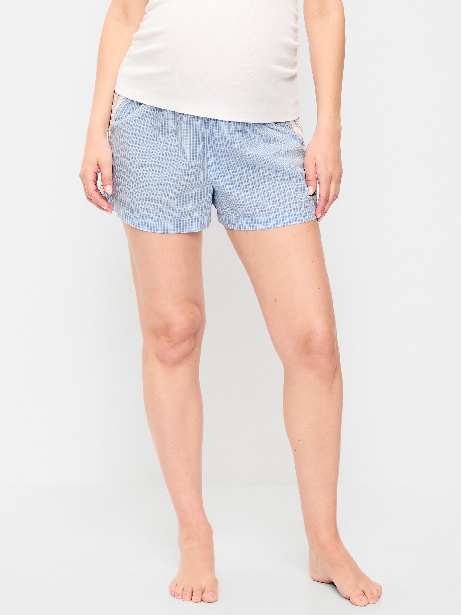 Maternity Poplin Boxer Pajama Shorts