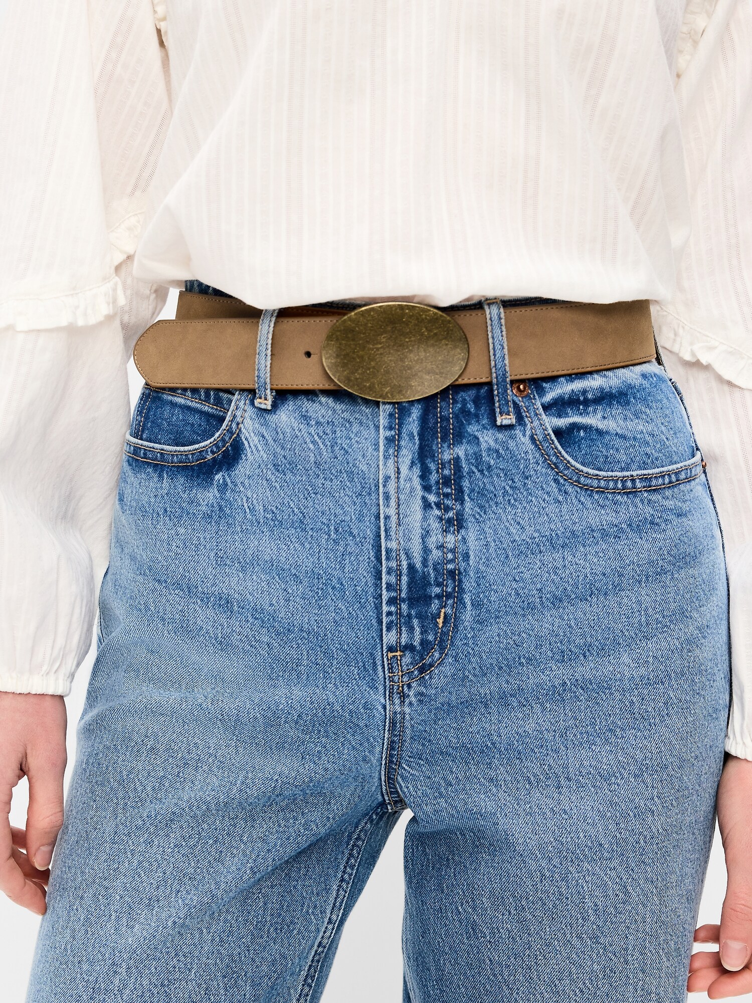 Женский ремень Old Navy Statement Buckle Belt, цвет: Карамельный — фото 2