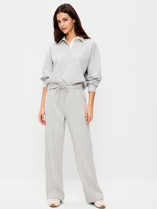 Image number 1 showing, High-Waisted Dynamic Fleece Textured Wide-Leg Sweatpants