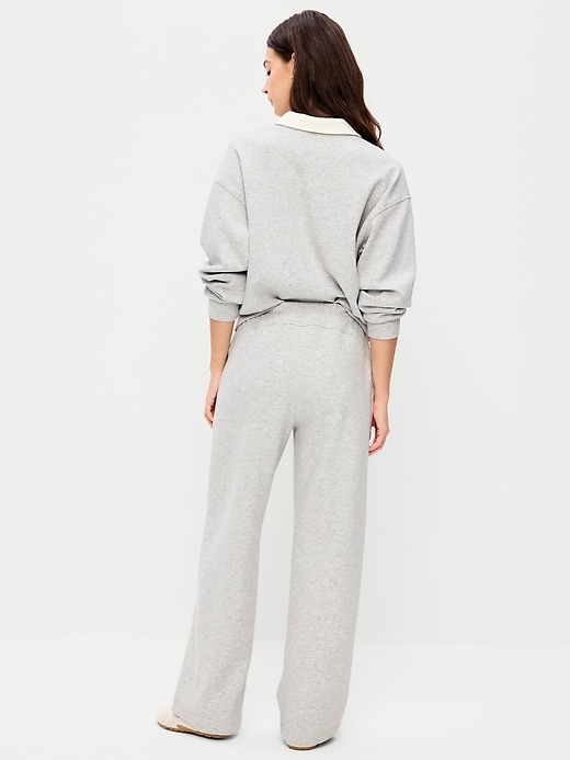 Image number 2 showing, High-Waisted Dynamic Fleece Textured Wide-Leg Sweatpants