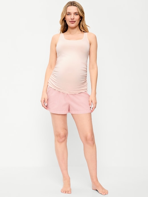 Image number 1 showing, Maternity Poplin Boxer Pajama Shorts
