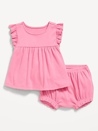 Image number 2 showing, Ribbed Flutter-Sleeve Top and Shorts Set for Baby