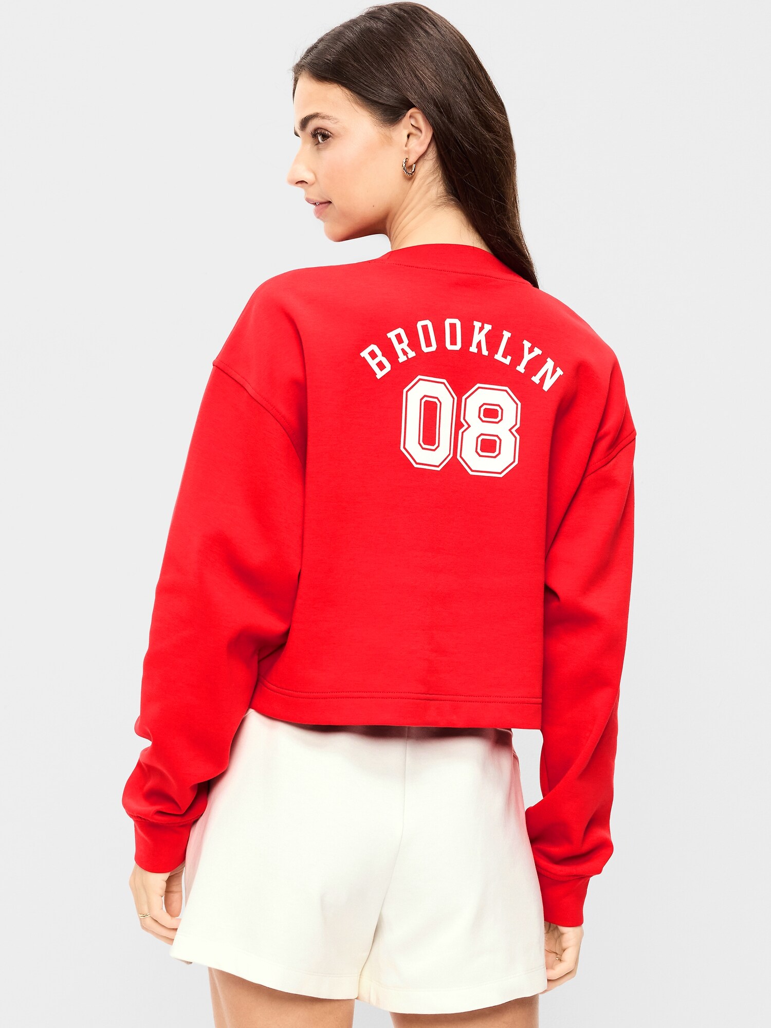 Женская толстовка Old Navy Dynamic Fleece Oversized Crop Sweatshirt, цвет: Amaryllis — фото 2