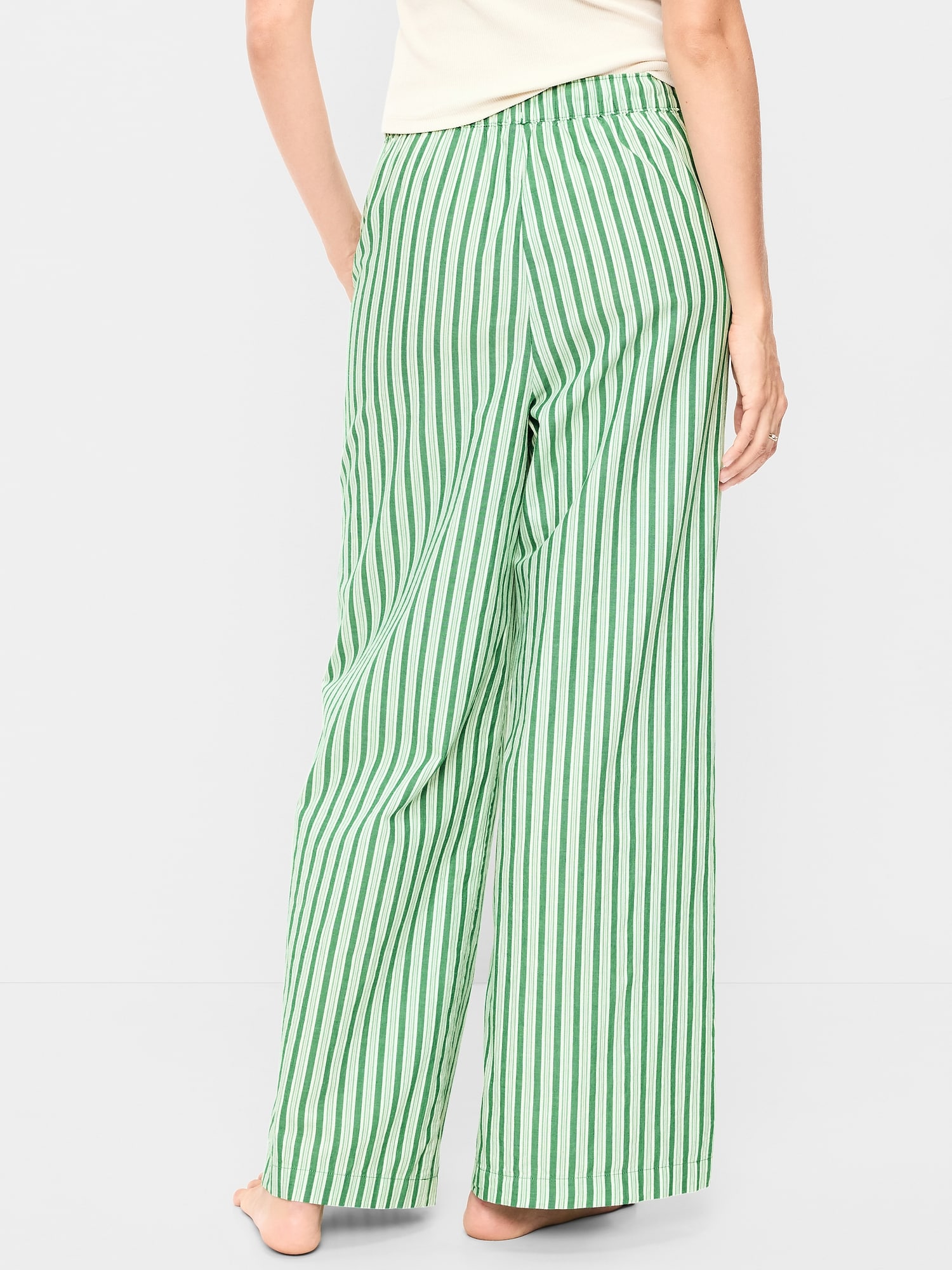 Poplin Wide-Leg Pajama Pants