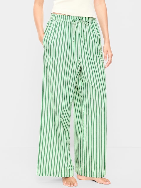 Poplin Wide-Leg Pajama Pants