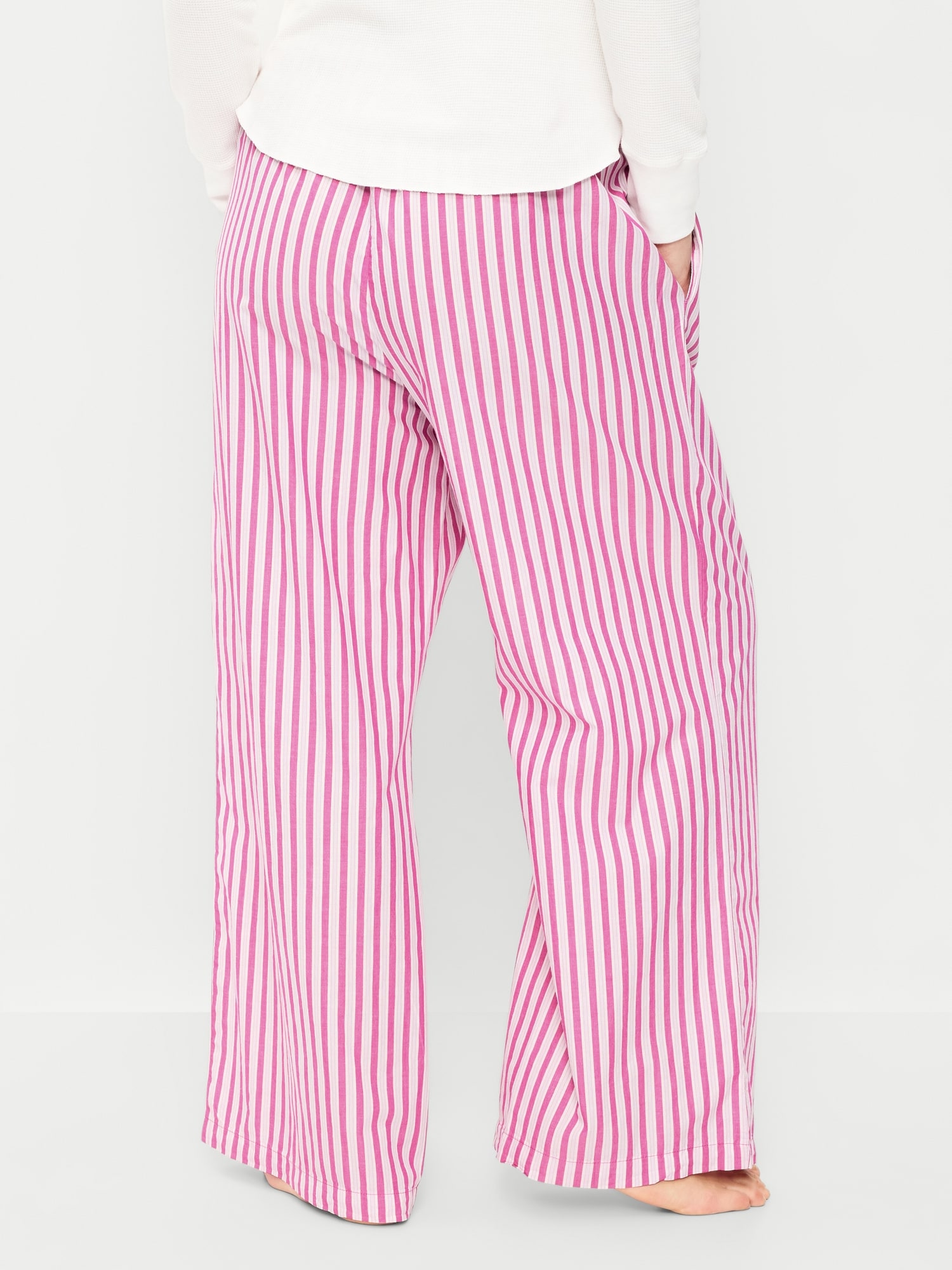 Poplin Wide-Leg Pajama Pants