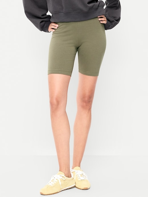 Image number 2 showing, High-Waisted Biker Shorts -- 8-inch inseam