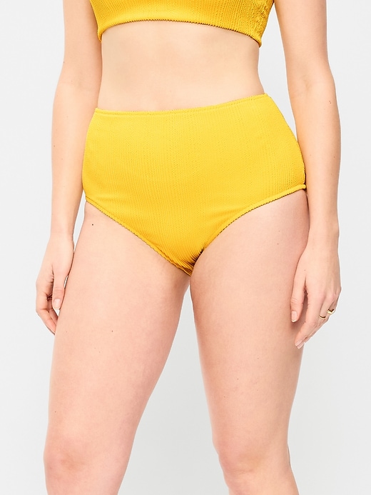 Image number 5 showing, High-Waisted Ribbed Bikini Swim Bottoms