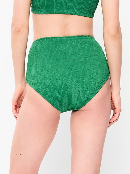 Image number 2 showing, High-Waisted Ribbed Bikini Swim Bottoms