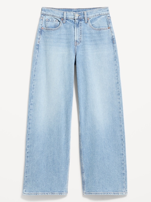 Image number 1 showing, High-Waisted Baggy Wide-Leg Stretch Jeans