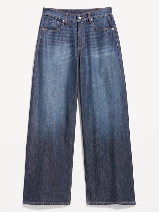 Image number 1 showing, High-Waisted Baggy Wide-Leg Stretch Jeans
