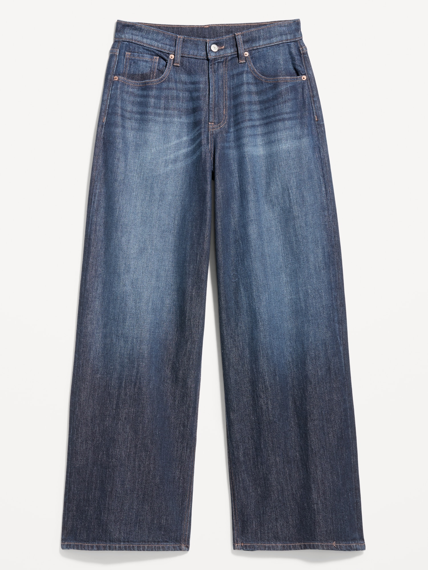 High-Waisted Baggy Wide-Leg Stretch Jeans