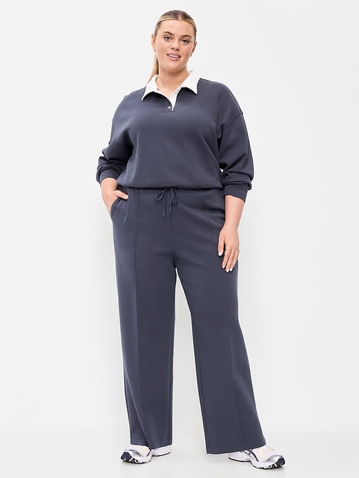 Image number 5 showing, High-Waisted Dynamic Fleece Textured Wide-Leg Sweatpants